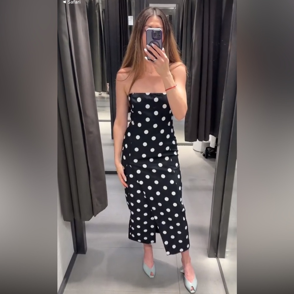 ZARA ZW COLLECTION STRAPLESS POLKA DOT DRESS - Picture 8 of 17